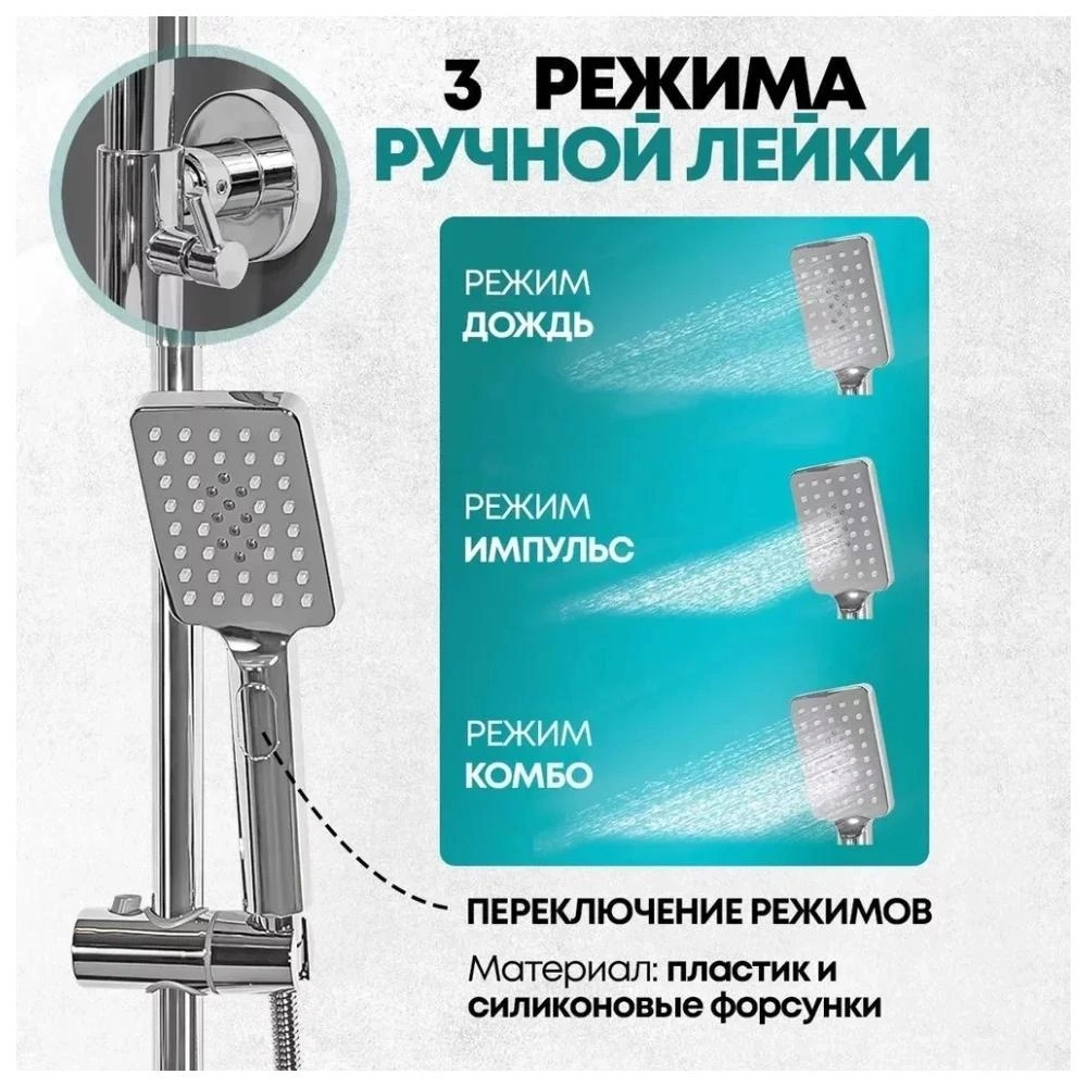 Душевая система с термостатом Grocenberg GB7005CR, хром от магазина Vanna-Vanna.ru!