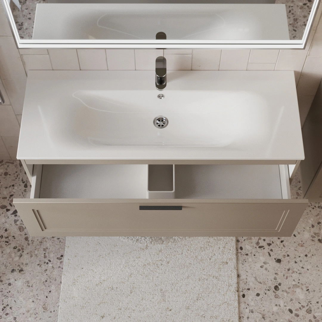 Тумба с раковиной подвесная (120 см) Terminus Classik CLA101201200501O, капучино от магазина Vanna-Vanna.ru!