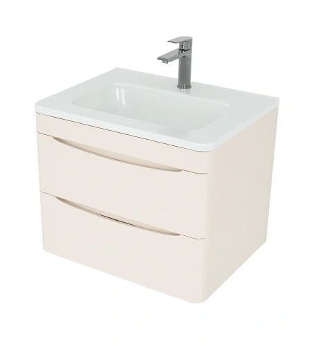 Тумба подвесная Style Line Бергамо мини 60 (2 ящ.) антискрейтч карамель с раковиной Каре Люкс МИНИ 600х350 от магазина Vanna-Vanna.ru!
