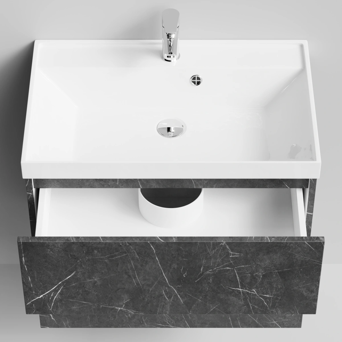 Тумба с раковиной Vod-ok Бест 70  подвесная, Мрамор Графит софт тач от магазина Vanna-Vanna.ru!