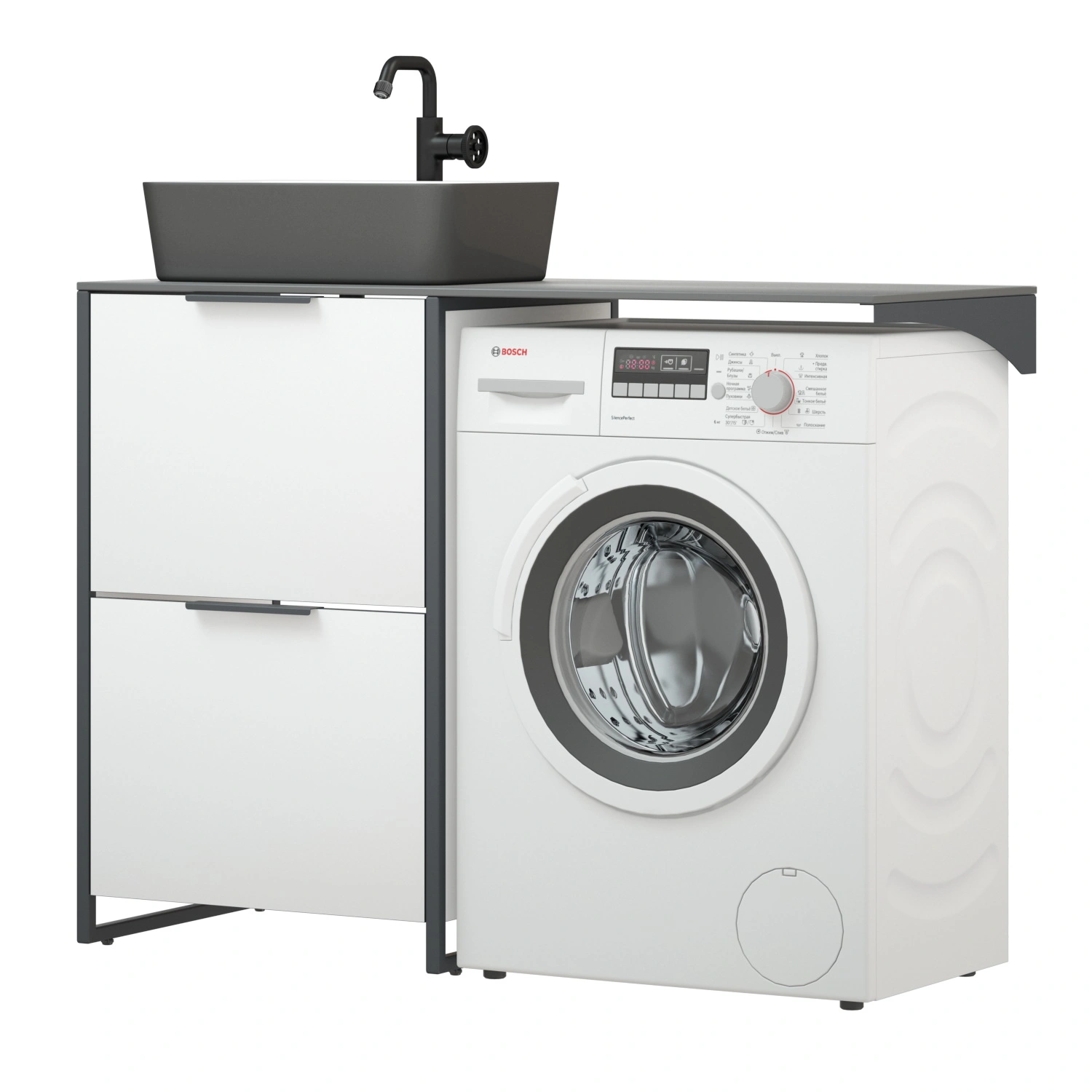 Тумба напольная Corozo Гера 120 Z с раковиной Мадлен 120 L, белый от магазина Vanna-Vanna.ru!