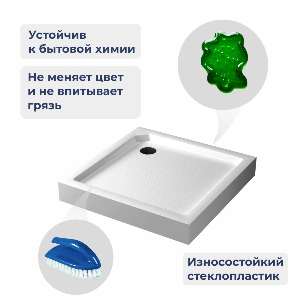 Душевой поддон квадратный RGW SMC-W Белый 90*90 от магазина Vanna-Vanna.ru!