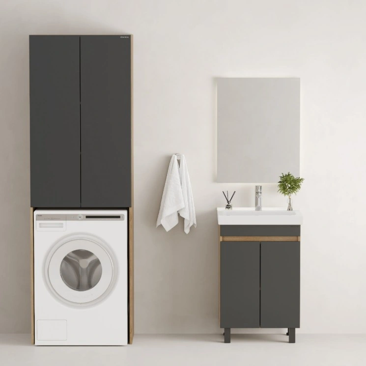 Тумба с раковиной Onika Милтон Квадро 55 напольная, серый/дуб сонома от магазина Vanna-Vanna.ru!