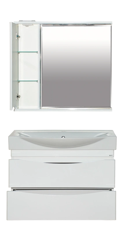 Зеркало со шкафчиком Misty Элвис 85 L, белый от магазина Vanna-Vanna.ru!