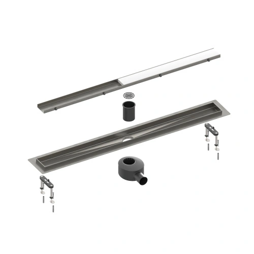 Душевой лоток TIMO Drain System 600 с двусторонней панелью "plate" под плитку, Черное золото от магазина Vanna-Vanna.ru!