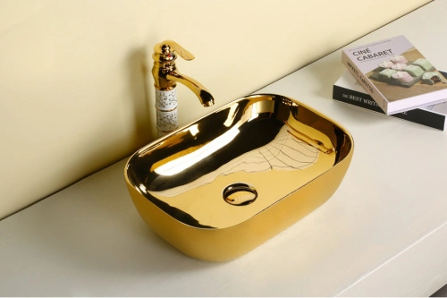 Раковина Ceruttispa CR0078B накладная, золото, прямоугольная 460х330х135 от магазина Vanna-Vanna.ru!