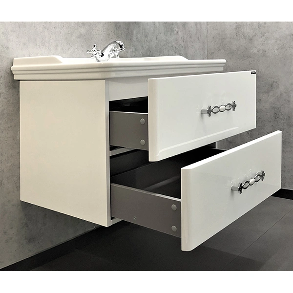 Тумба подвесная Comforty Неаполь-80 белый глянец с раковиной 50180 от магазина Vanna-Vanna.ru!