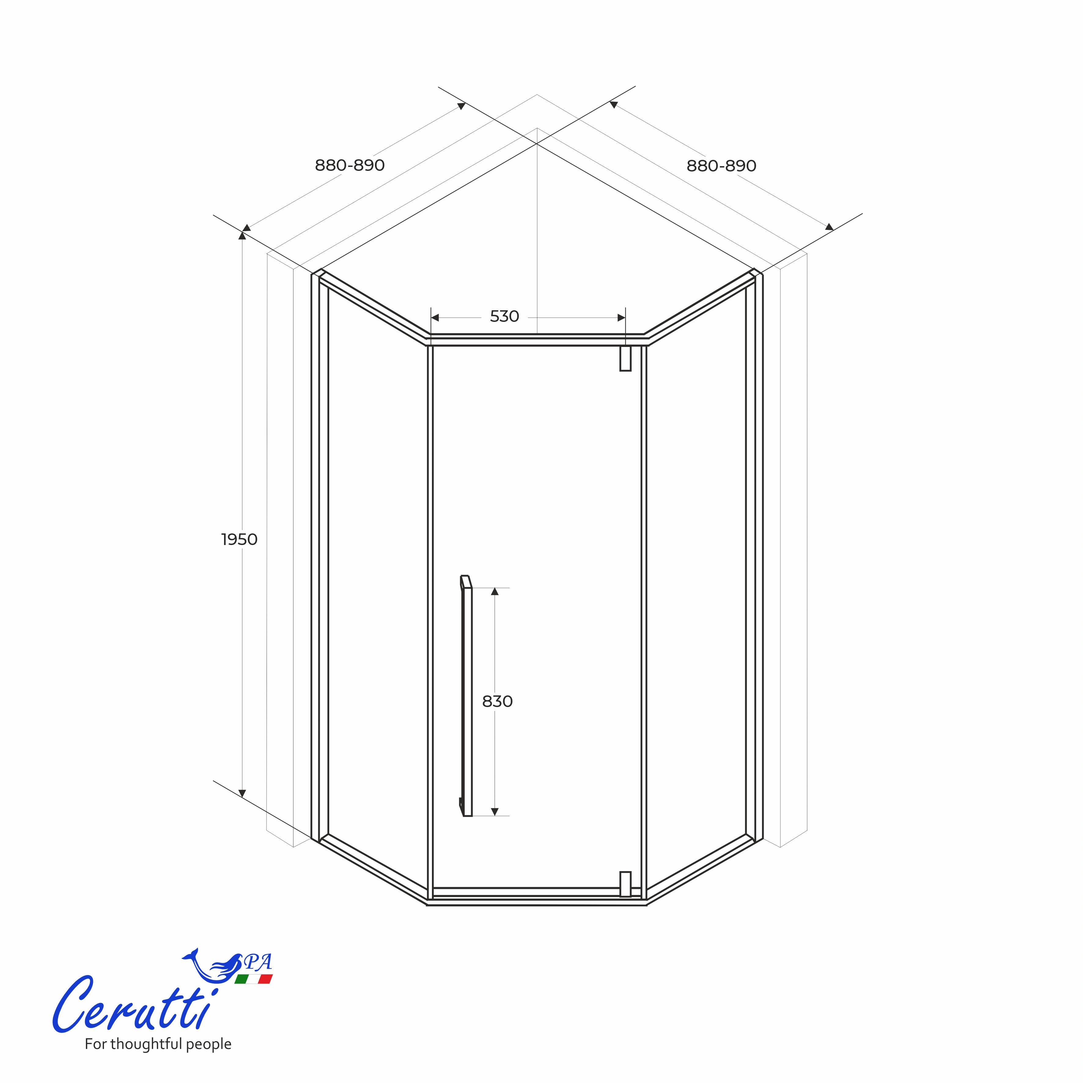 Душевое ограждение Ceruttispa C3AF R (90x90x195) от магазина Vanna-Vanna.ru!