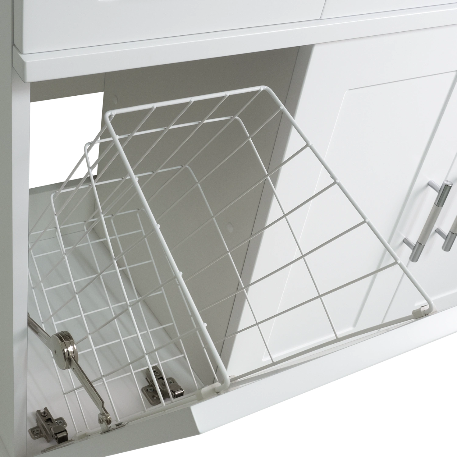 Тумба с раковиной Misty Купер 90 с бельевой корзиной, R, белый