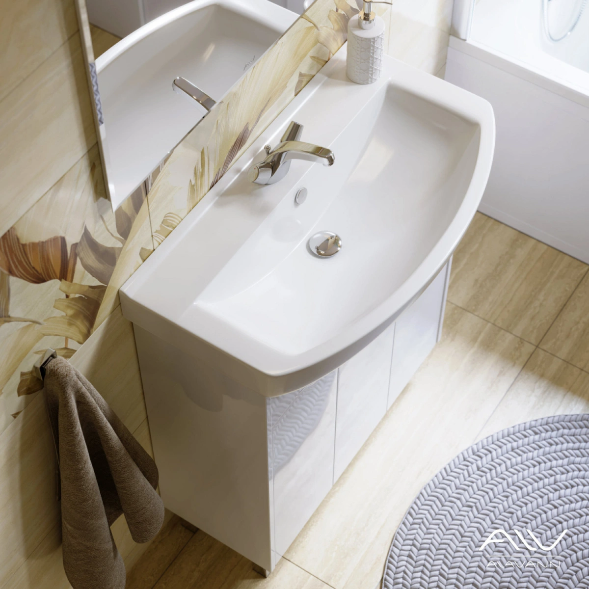 Мебель для ванной Alavann Crystal 75 комплект, напольный, белый от магазина Vanna-Vanna.ru!