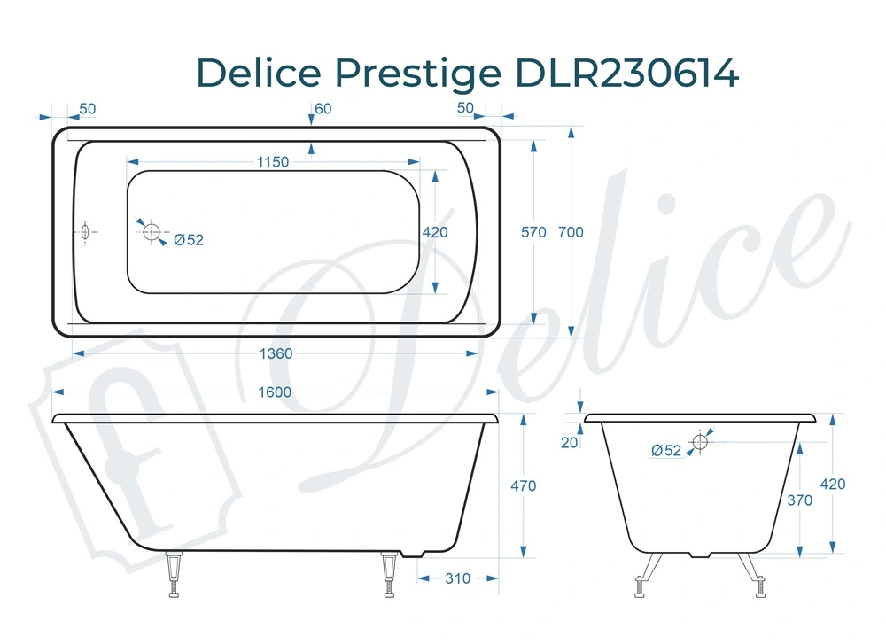 Ванна чугунная Delice Prestige 160х70 DLR230614 от магазина Vanna-Vanna.ru!