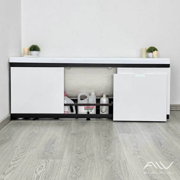 Экран под ванну Alavann Rita Black 180 раздвижной со съемной дверкой белый от магазина Vanna-Vanna.ru!