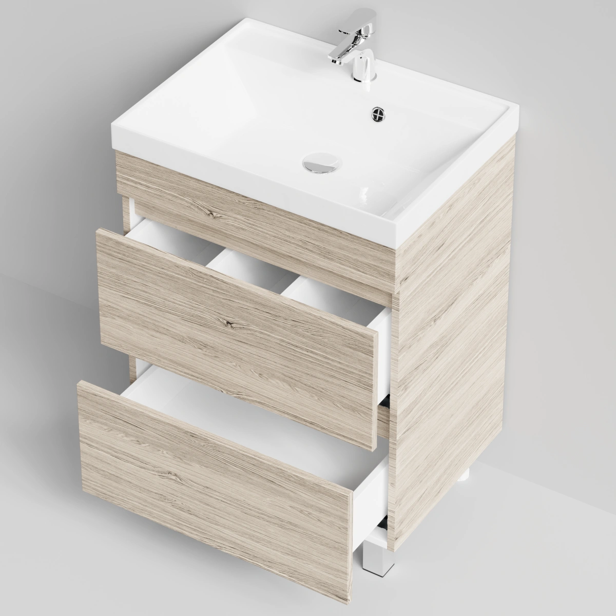 Тумба с раковиной Vod-ok Бест 60  напольная, Дубослив ореховый светлый от магазина Vanna-Vanna.ru!