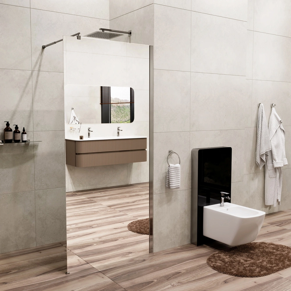 Душевая перегородка Wasserkraft Rur 30W39-MR прозрачное стекло, профиль серебристый от магазина Vanna-Vanna.ru!