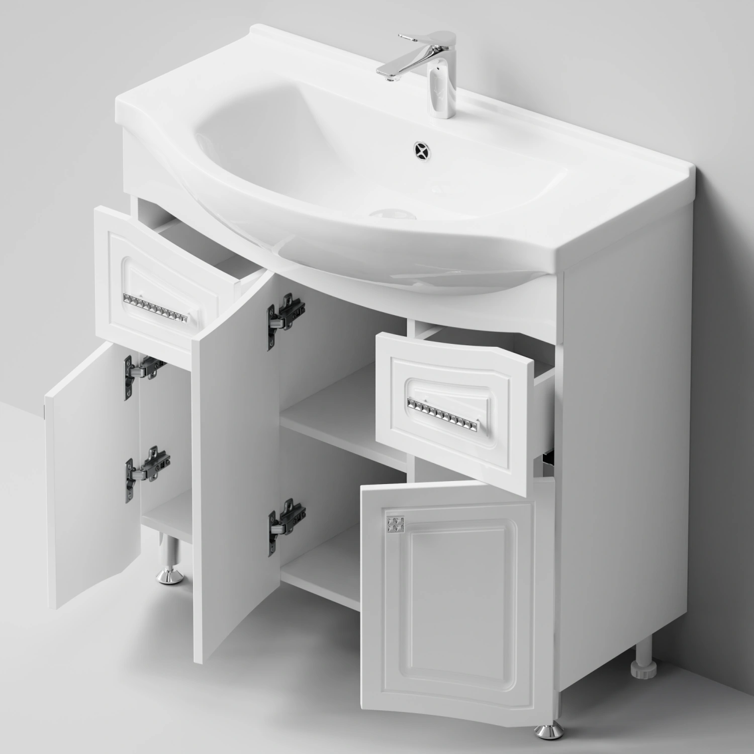 Тумба с раковиной Адам 90 напольная, Белый, петли слева от магазина Vanna-Vanna.ru!