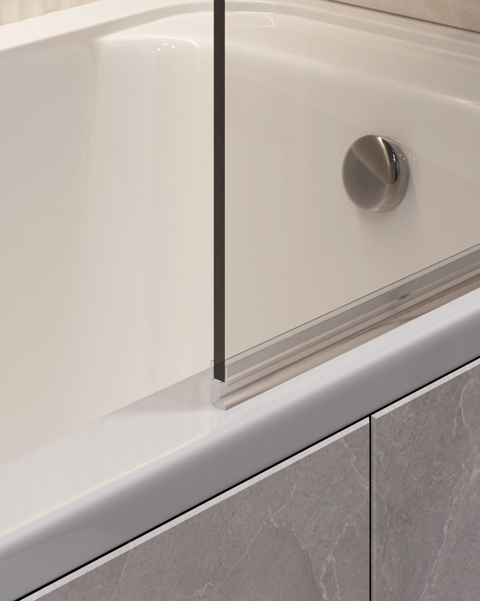 Стеклянная шторка Timo TC-90/03C-8 профиль черный 90 см от магазина Vanna-Vanna.ru!