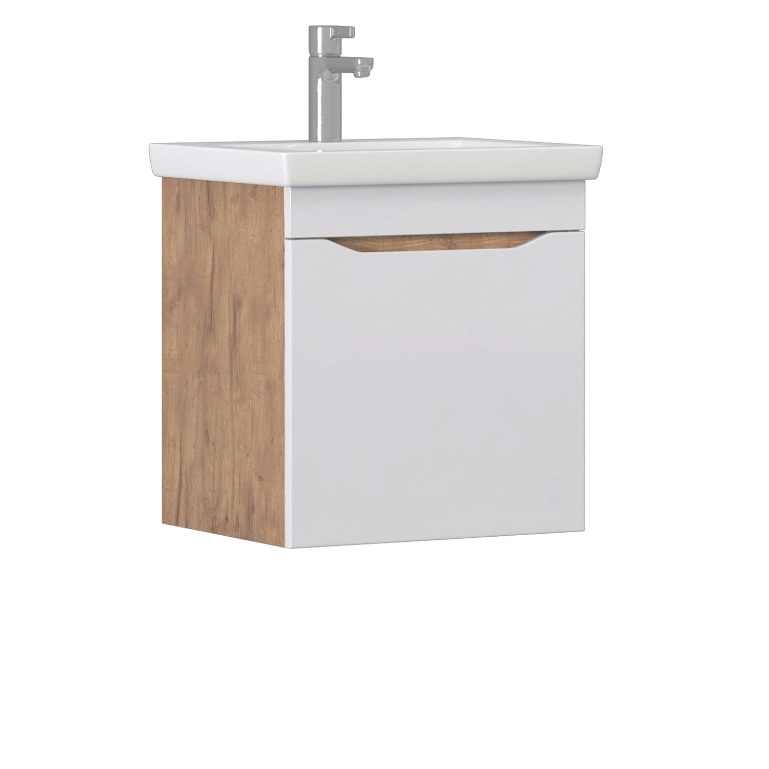 Тумба подвесная Vigo Grani 500-0-1 с раковиной Фостер 50, 1 ящик, дуб золотой