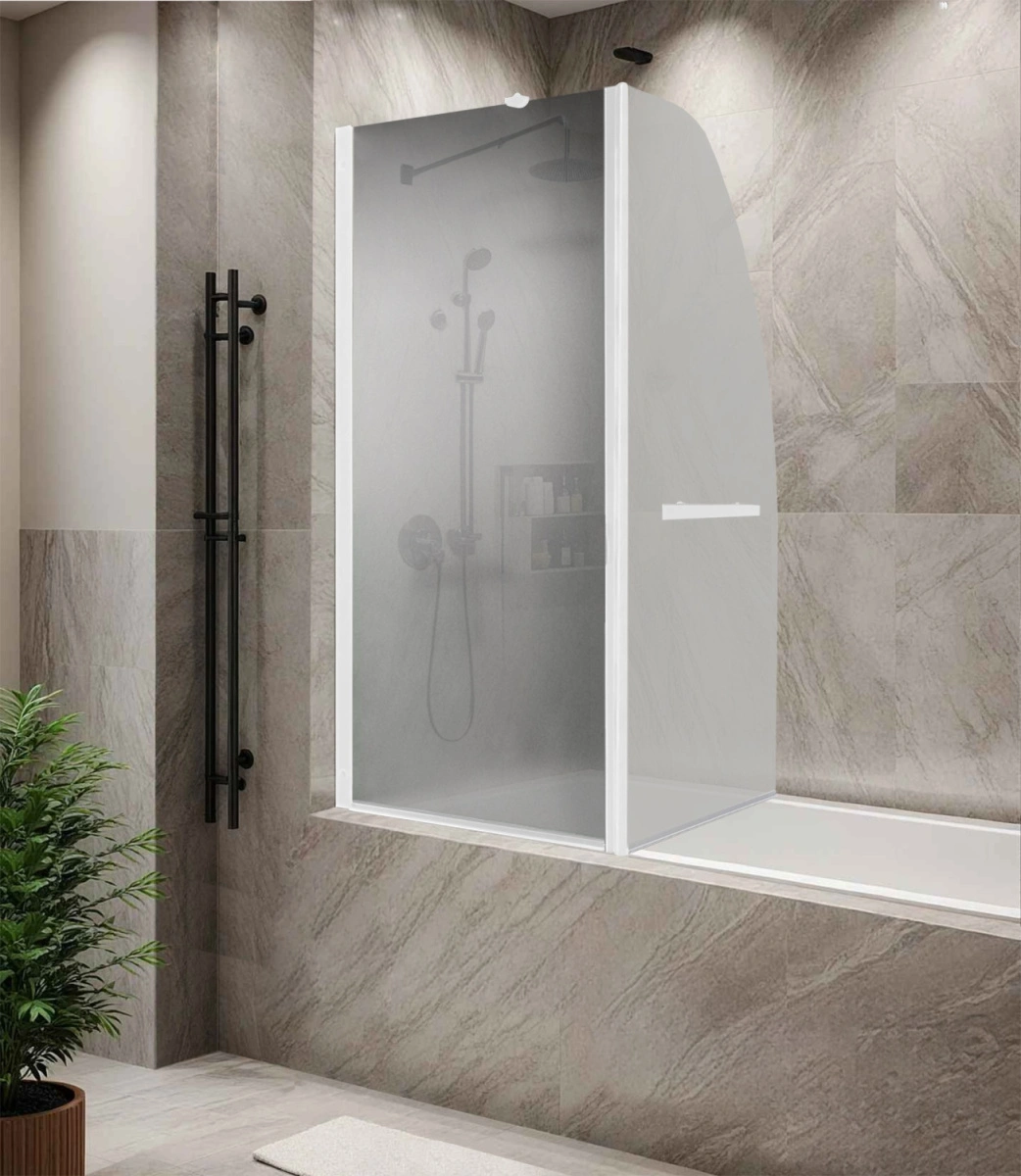 Стеклянная шторка Parly F03F 130x120 профиль белый от магазина Vanna-Vanna.ru!