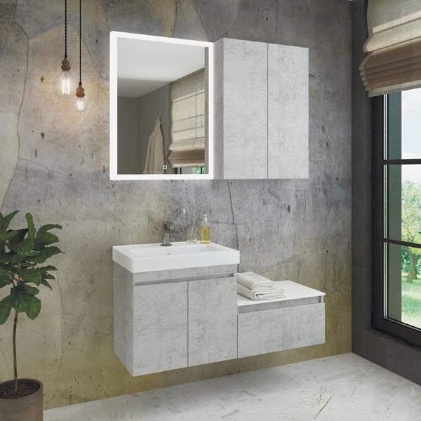 Тумба подвесная Comforty Осло-60 бетон светлый с раковиной Фест 60 от магазина Vanna-Vanna.ru!