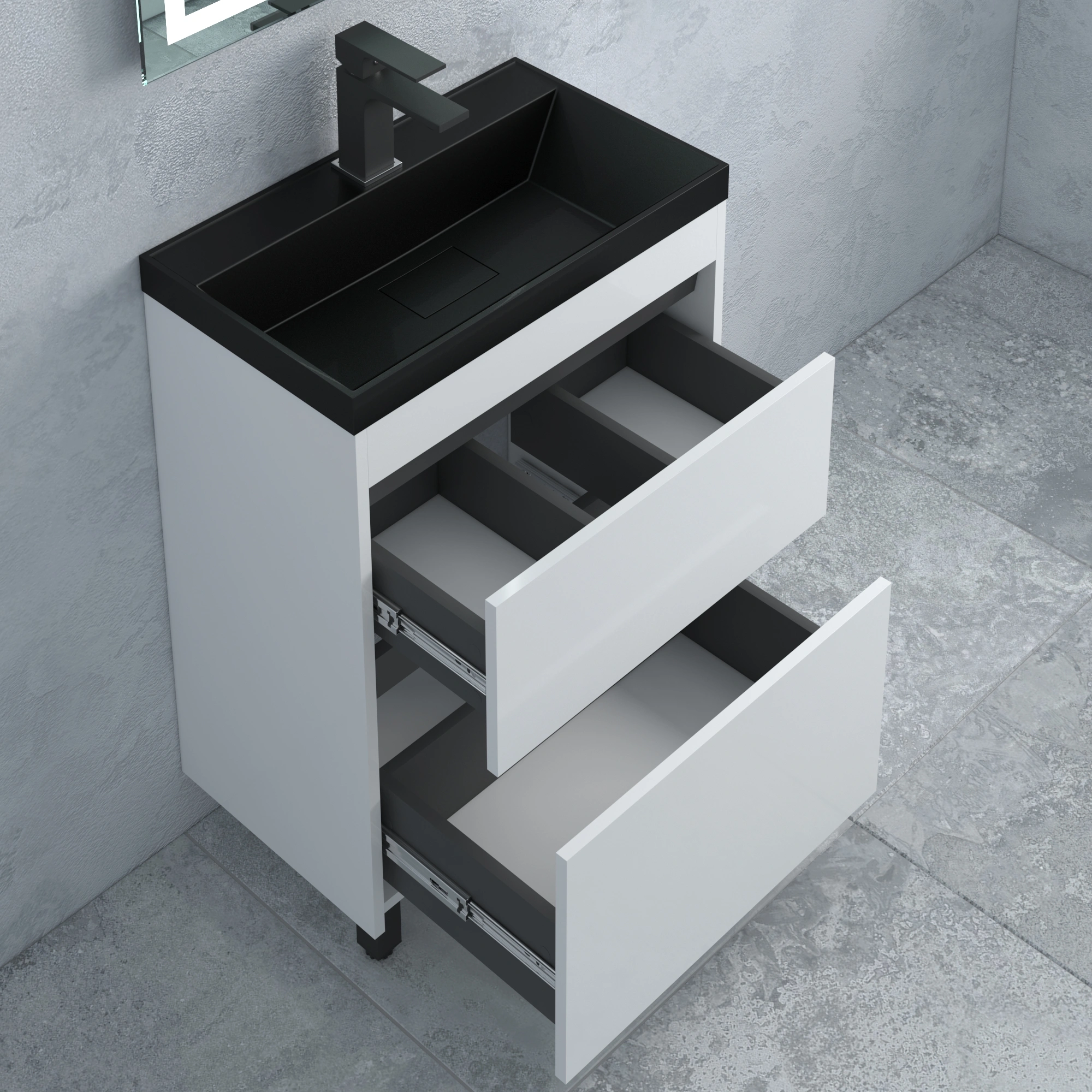 Тумба напольная Corozo Некст 60 Z2, белый матовый, с раковиной Classica Slim 60 от магазина Vanna-Vanna.ru!