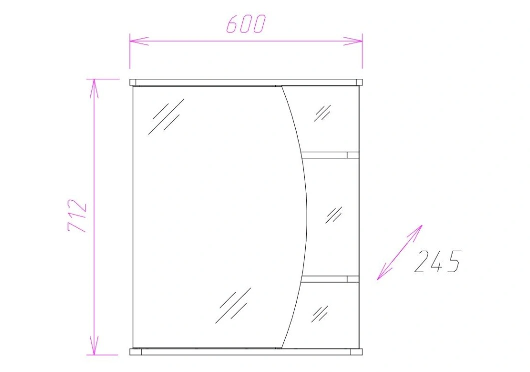 Зеркало-шкаф Onika Луна 60.01 R свет, белый от магазина Vanna-Vanna.ru!