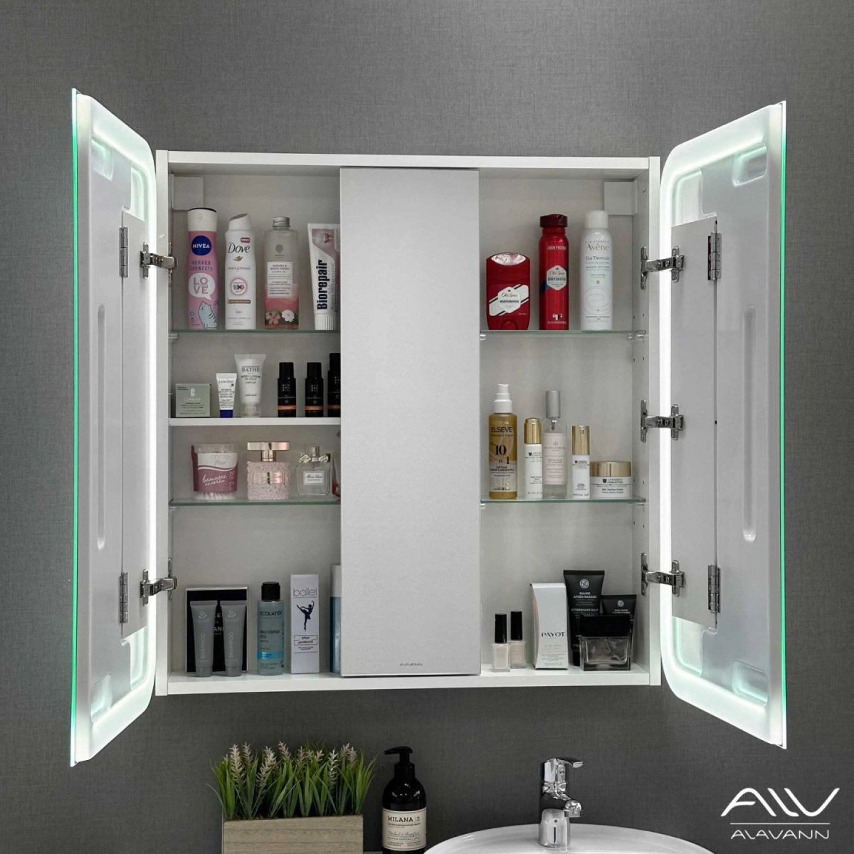 Зеркало-шкаф Alavann Cosmetic Light 80 свет, приближение, сенсор, перевертыш от магазина Vanna-Vanna.ru!