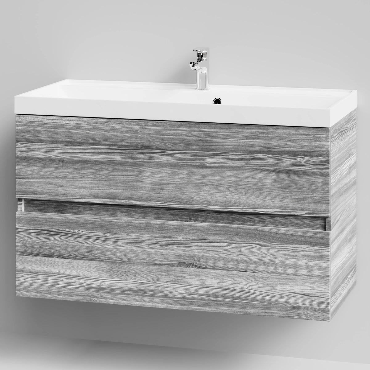 Тумба с раковиной Vod-ok Бест 100  подвесная, Лиственница структурная контрастно-серая от магазина Vanna-Vanna.ru!