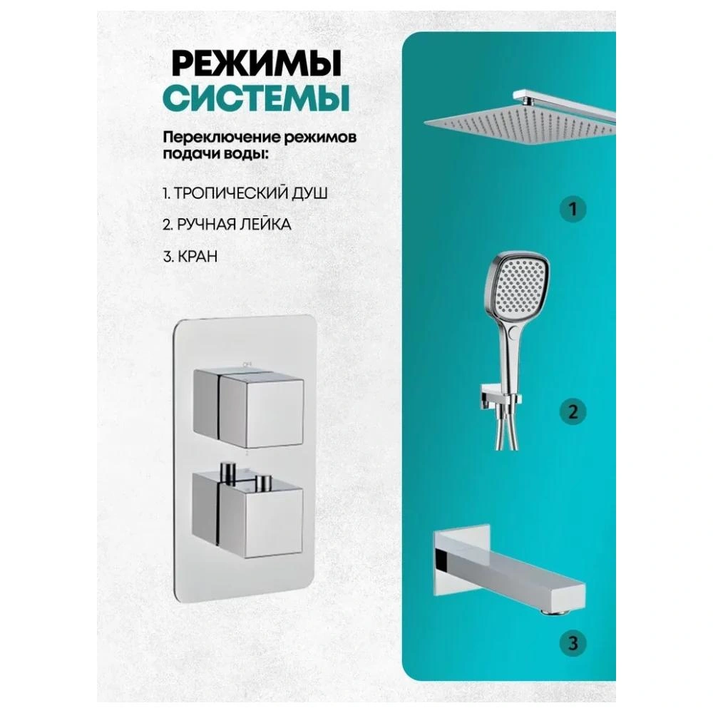 Душевая система встраиваемая Grocenberg GB5050CR, хром от магазина Vanna-Vanna.ru!