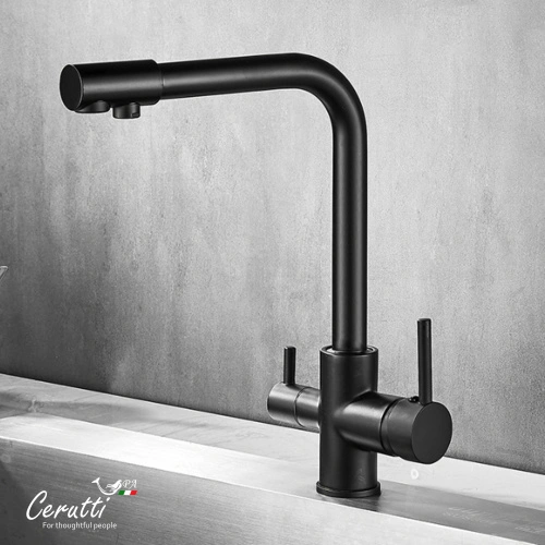 Cмеситель для кухни Ceruttispa Лаура B (LAURA B) из нержавеющей стали, цвет черный матовый