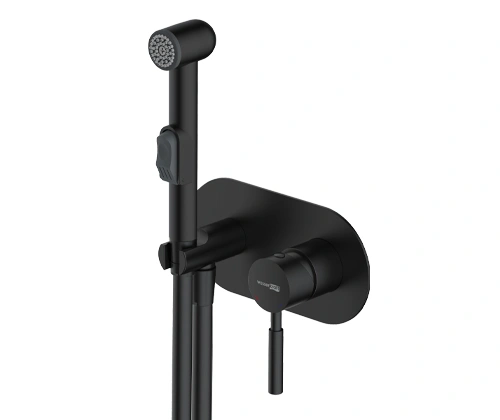 Смеситель с гигиеническим душем WasserKRAFT Gollach 3338 черный Soft-touch от магазина Vanna-Vanna.ru!