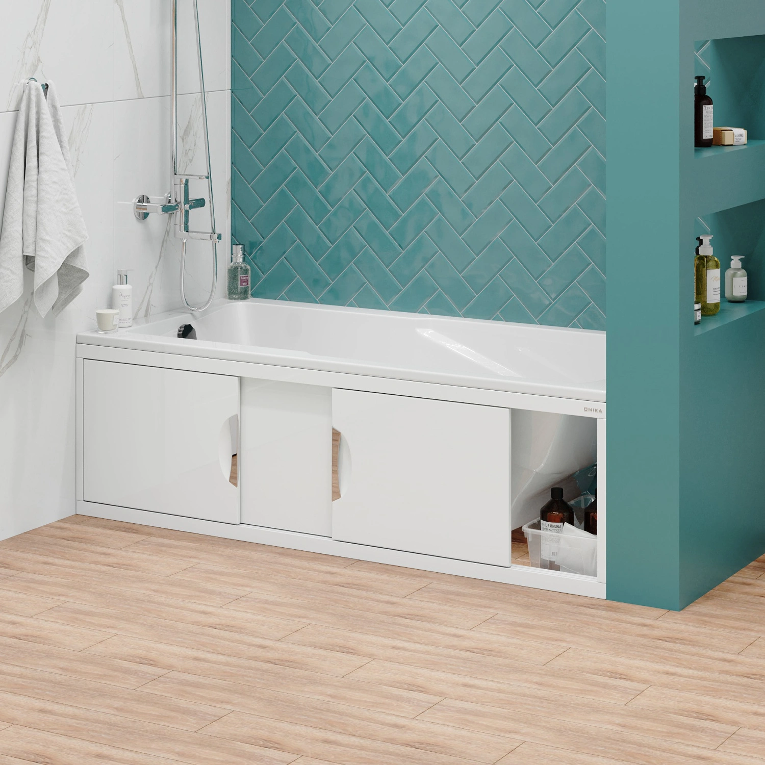 Экран под ванну Onika Лагуна 150 раздвижной белый от магазина Vanna-Vanna.ru!