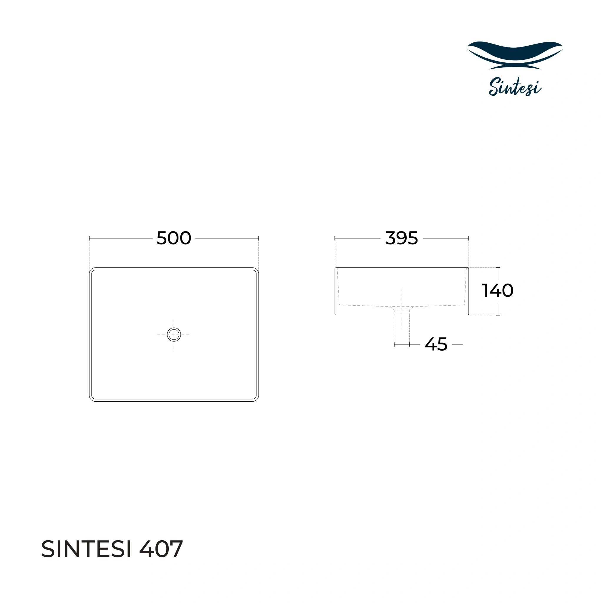 Раковина SinteSi LVB-APP-407 накладная белая 500х395х130, без отверстия под смеситель от магазина Vanna-Vanna.ru!