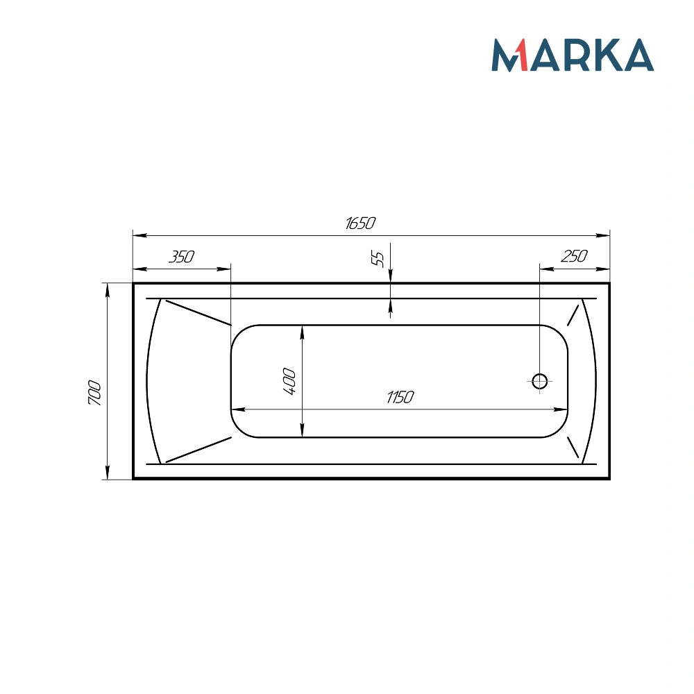 Ванна 1Marka MODERN 165*70 Комплект Стандарт 1+ от магазина Vanna-Vanna.ru!