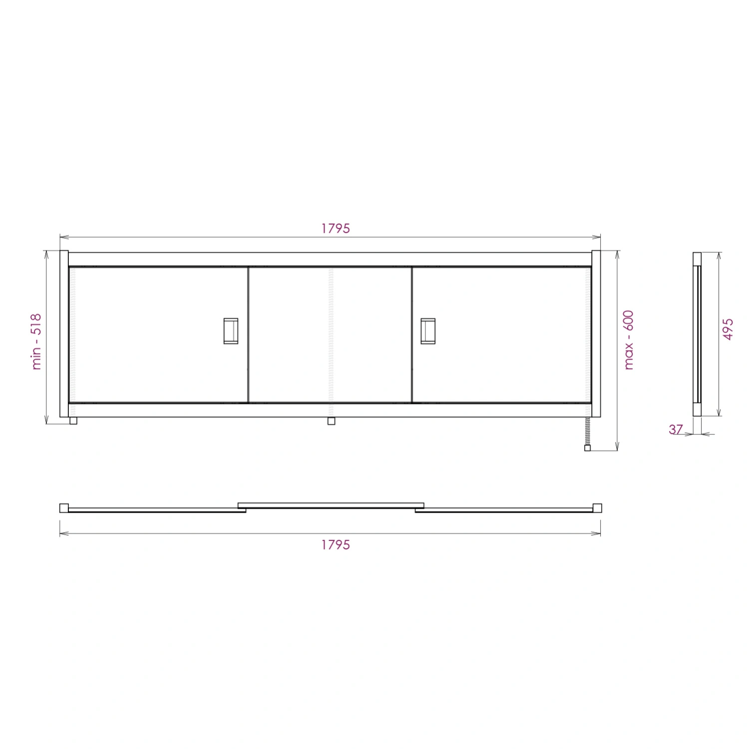Экран под ванну Onika Монако 180 раздвижной белый от магазина Vanna-Vanna.ru!
