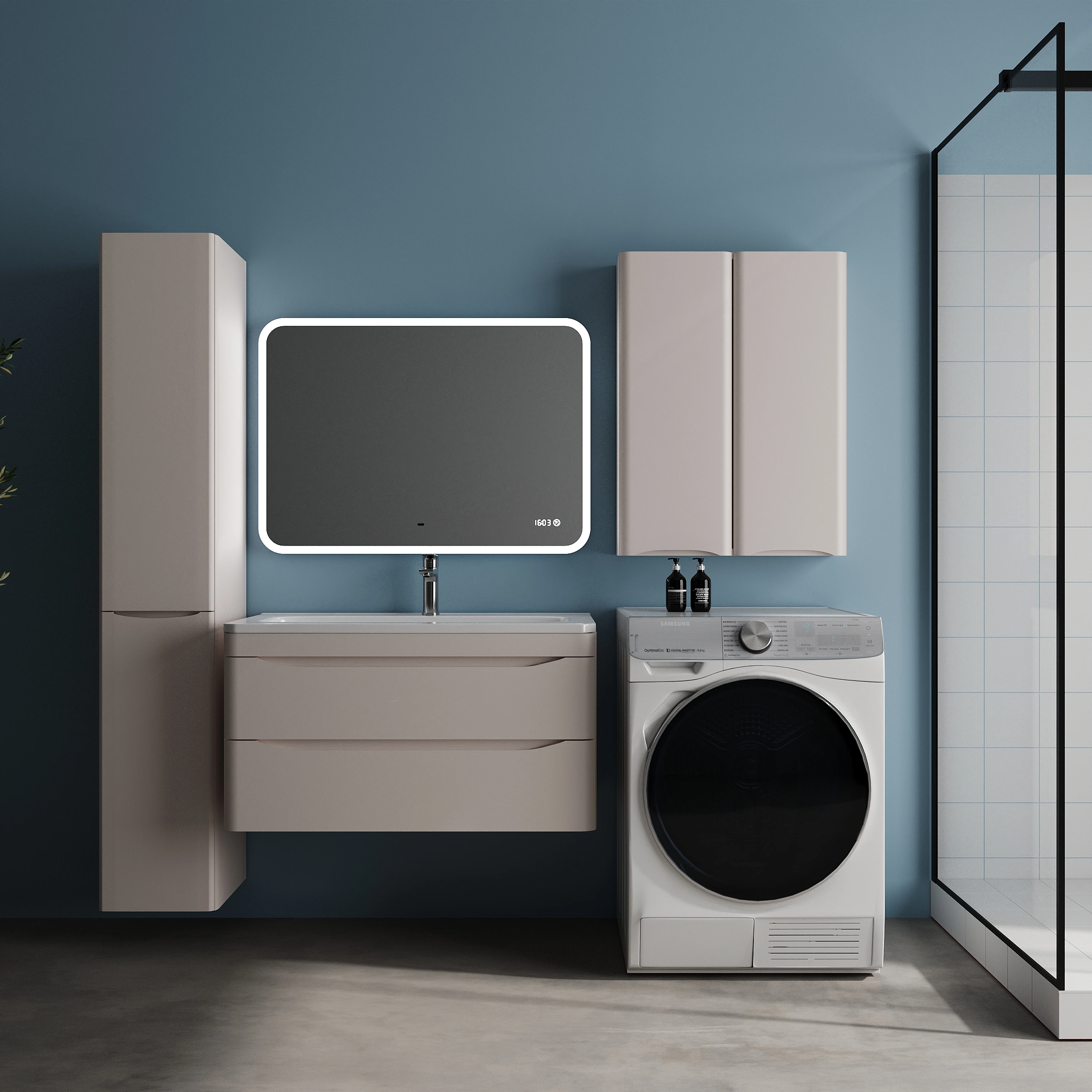 Тумба подвесная Style Line Бергамо мини 90 (2 ящ.) антискрейтч карамель с раковиной Каре Люкс МИНИ 900х350 от магазина Vanna-Vanna.ru!