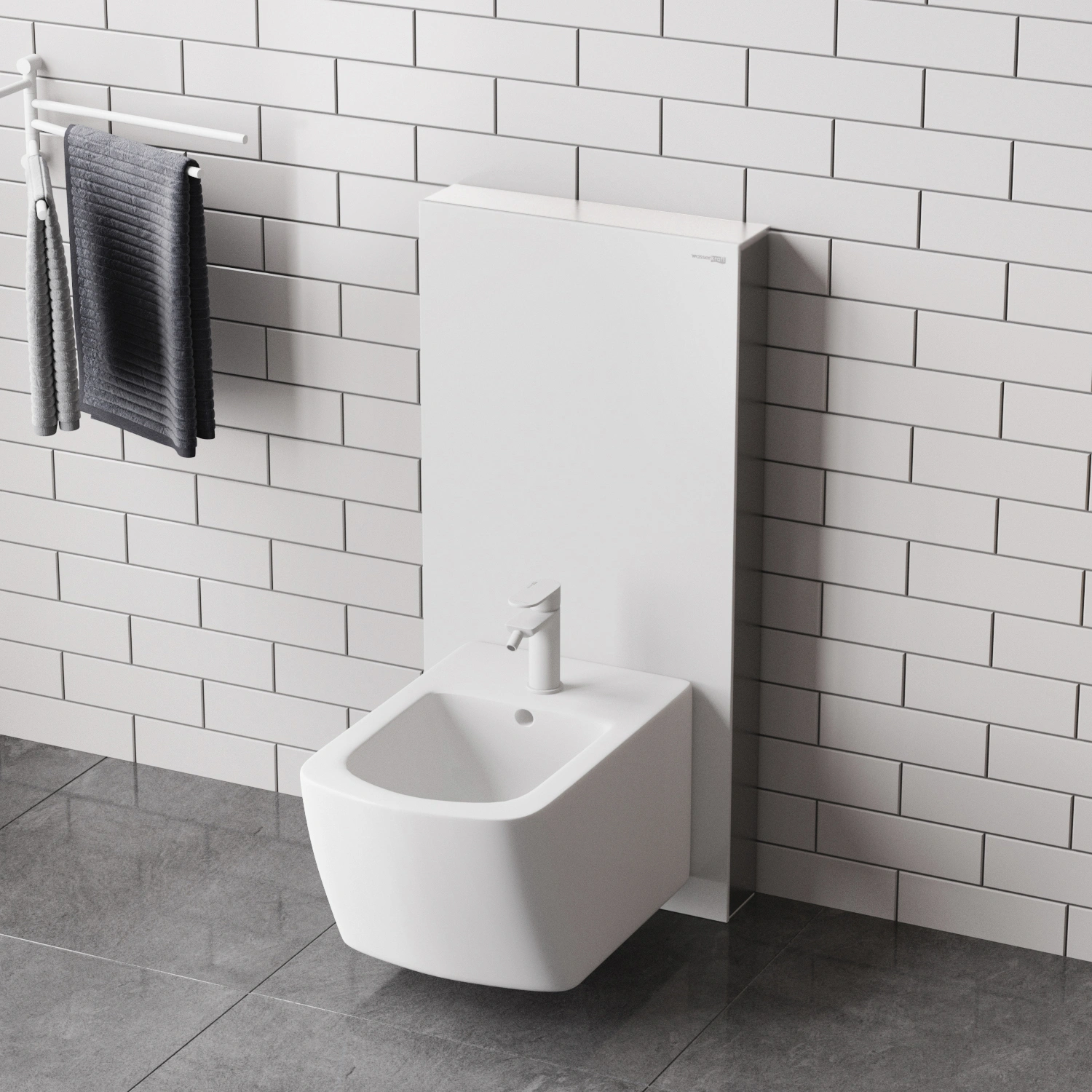 Комплект для биде со смесителем WasserKraft Naab 86BDT.050.WH.SQ7106 инсталляция (пристенный модуль) от магазина Vanna-Vanna.ru!
