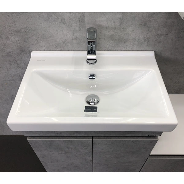 Тумба подвесная Comforty Осло-60 бетон светлый с раковиной Фест 60 от магазина Vanna-Vanna.ru!