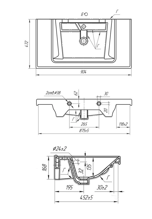 Тумба с раковиной подвесная Dreja Grace 90 см, белый