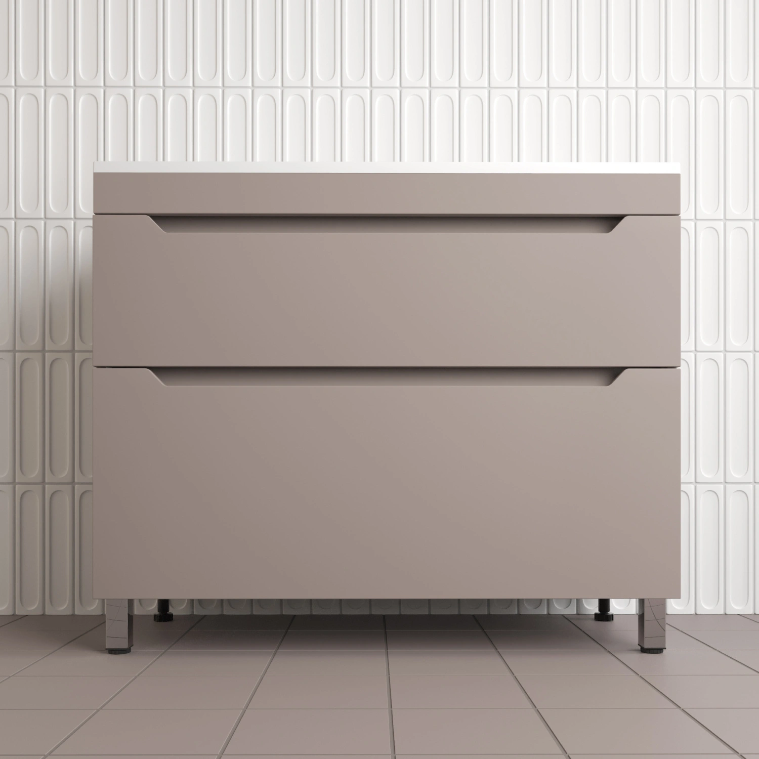 Тумба напольная Style Line Остин 100 с раковиной Фортуна 100 тауп темный