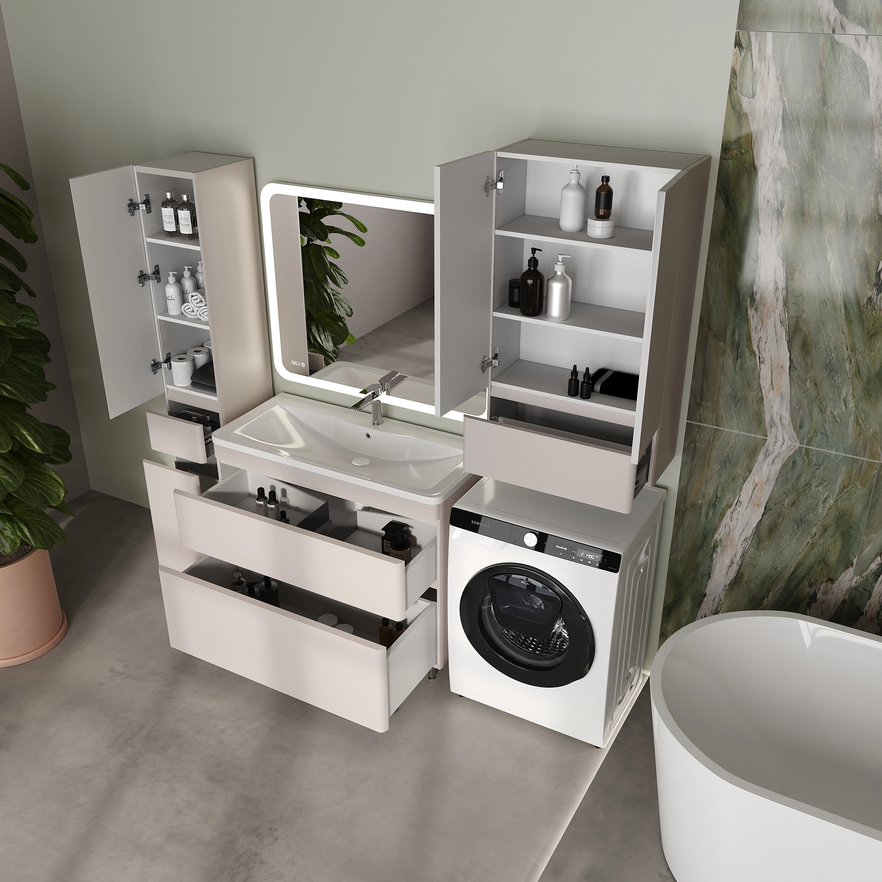 Тумба напольная Style Line Атлантика 100, карамель, с раковиной Атлантика 100 от магазина Vanna-Vanna.ru!