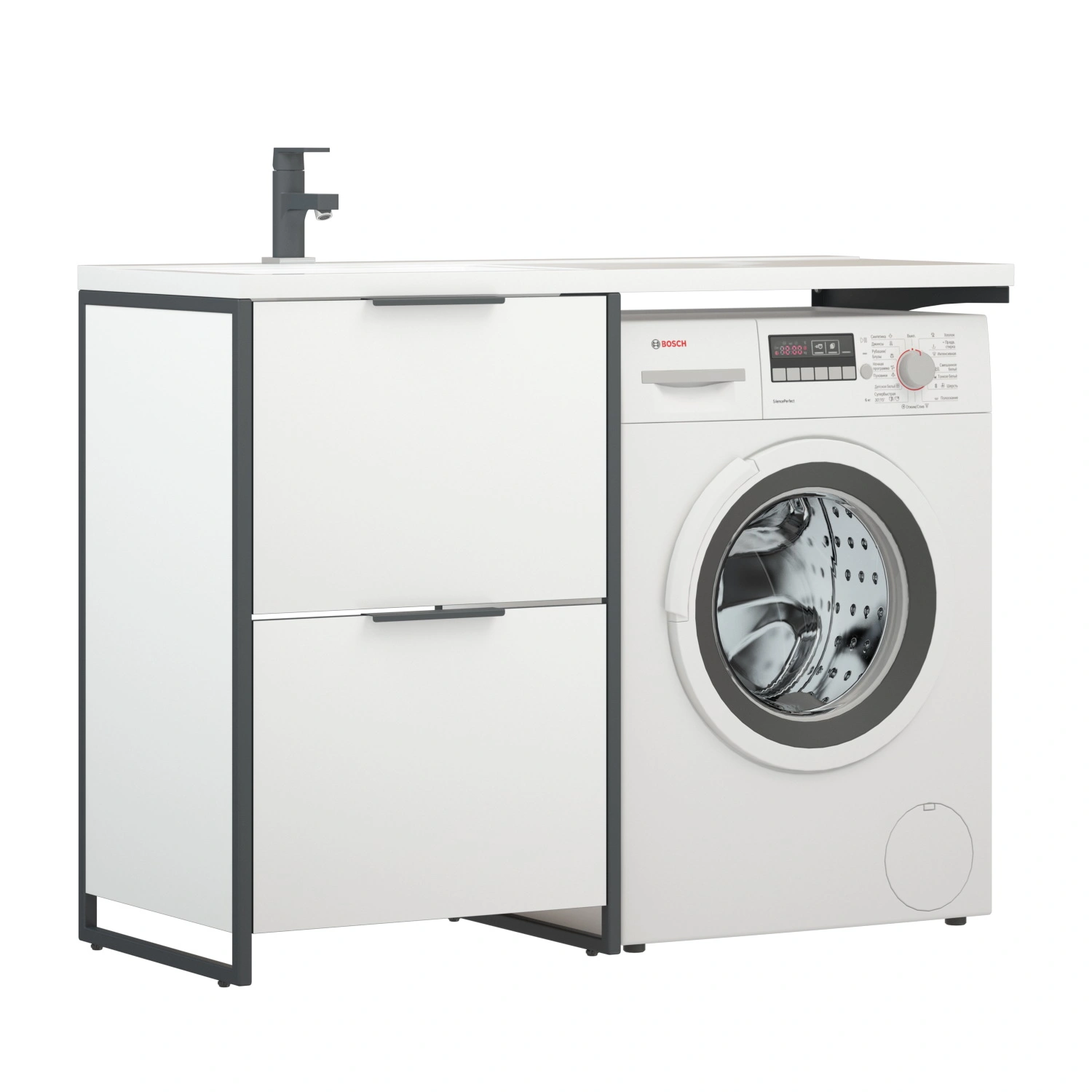 Тумба напольная Corozo Гера 120 Z с раковиной Мадлен 120 L, белый от магазина Vanna-Vanna.ru!
