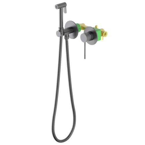 Смеситель встроенный с гигиеническим душем с защитой от ожогов Timo Saona 2339/18SM черное золото от магазина Vanna-Vanna.ru!