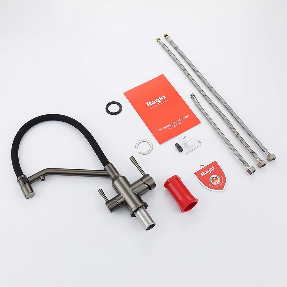 Смеситель для кухни с подключением фильтра Raglo R81.62.09, графит от магазина Vanna-Vanna.ru!