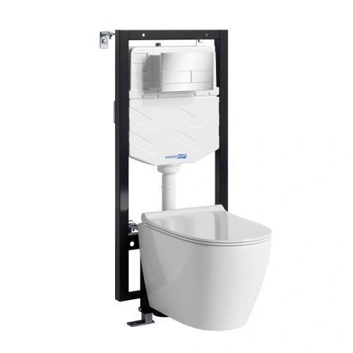 Унитаз подвесной WasserKRAFT 56TLT.010.ME.CH04.H002 с инсталляцией и кнопкой, белый от магазина Vanna-Vanna.ru!