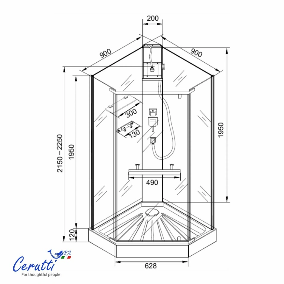 Душевая кабина Ceruttispa CHIKA901BF (90x90x215-225) от магазина Vanna-Vanna.ru!
