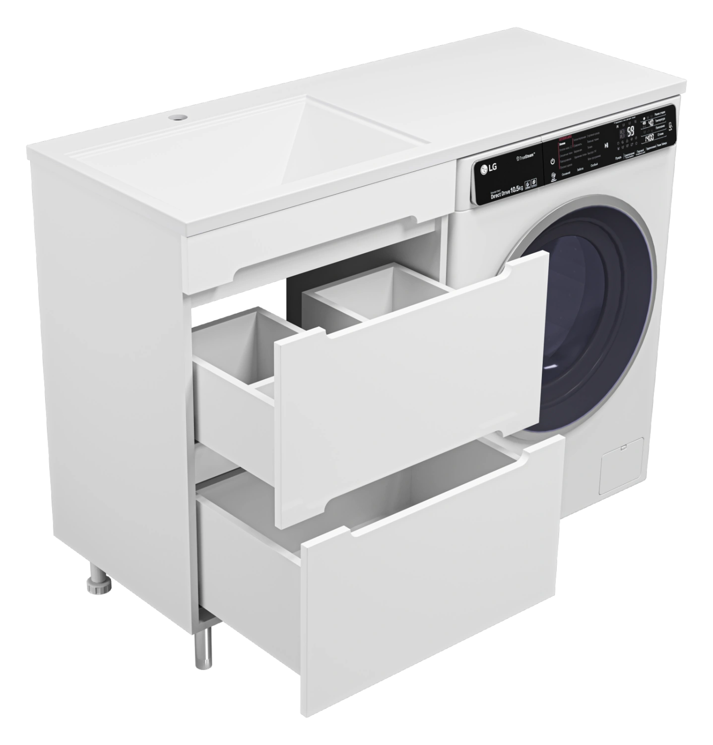Тумба с раковиной Misty Байкал 55 под стиральную машину, с раковиной Misty Гавана 120 L, белый от магазина Vanna-Vanna.ru!