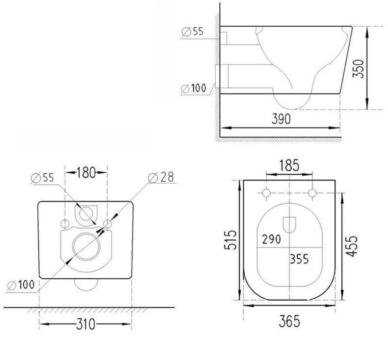 Унитаз-биде подвесной Esbano LEON-WBN (White) 515x360x395 от магазина Vanna-Vanna.ru!
