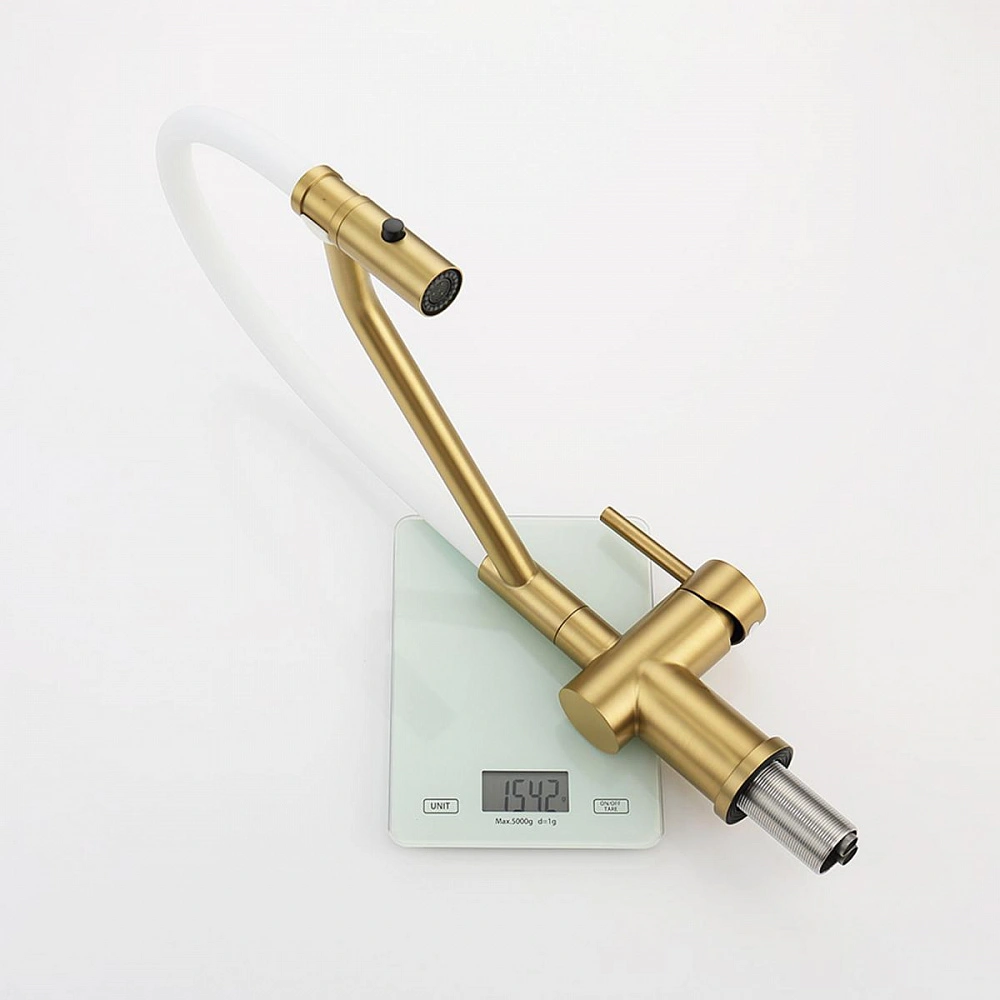 Смеситель для кухни со съемным изливом на магните Raglo R86.41.03, золотой сатин от магазина Vanna-Vanna.ru!