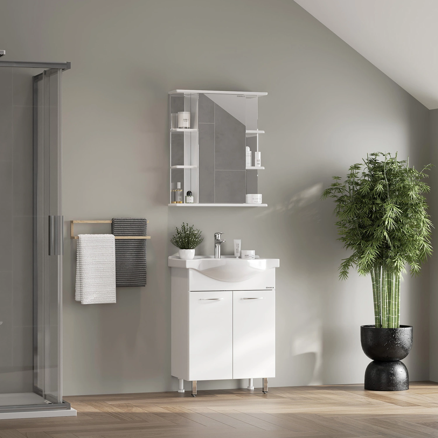 Зеркало-шкаф Onika Глория 55.00 L/R универсальное, белый