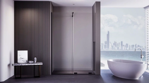 Душевая дверь Veconi Premium Trento PTDW-50B, 1400x2000, черный матовый, стекло прозрачное от магазина Vanna-Vanna.ru!
